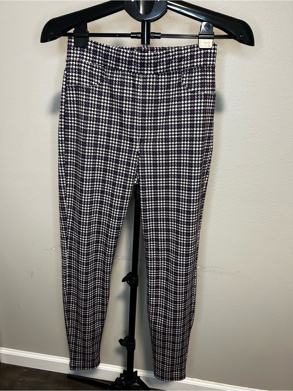 Sanctuary by anthropology Black and Purple Houndstooth Ponte Leggings XS
